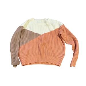 Colorblock Women's Sweater - Cream, Brown, and Pink